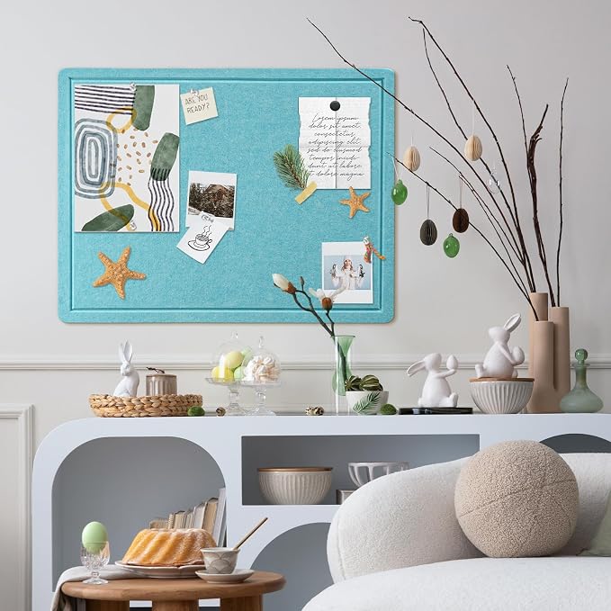 Felt Bulletin Board 24x18 inches, Decorative Pin Board for Home & Office | Cork Board Alternative for Wall with Push Pins, Display Mood Board for Photos, Notes & Reminders