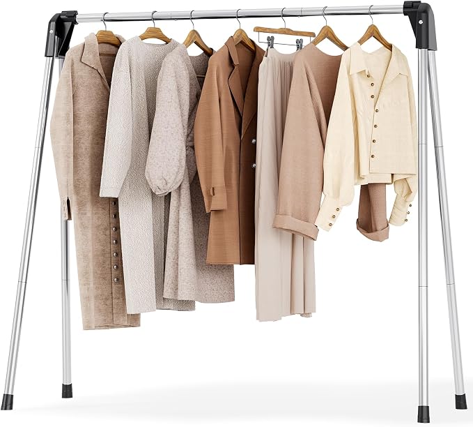 APEXCHASER Clothes Drying Rack Foldable, Portable Clothes Airer, 48" H | Stainless Steel, Folds Flat to Storage, Lightweight Design, Non-slip Feet, Easy to Carry, Versatile for Room/Balcony/Dorms