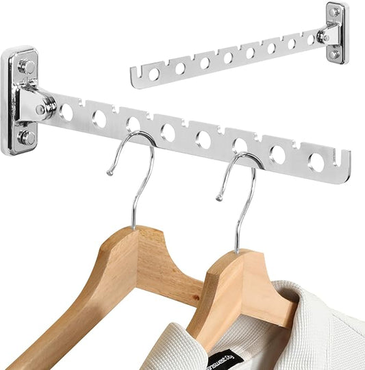 Alise Clothes Drying Racks Wall Mounted Coat Hangers,Polished Chrome,2 Pcs | Folding Hanger Clothes Hook Closet Storage Organizer,Swivel Space Saving Clothes Hanger Rack for Bedroom Bathroom Laundry
