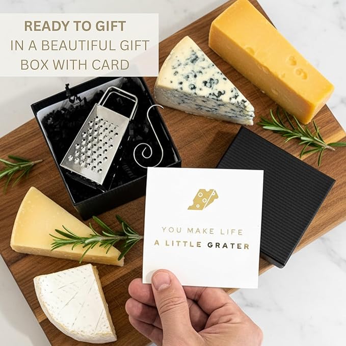 Mini Cheese Grater Gift Set 3 Pack - Funny Chef Gift, Friends, Coworkers, or Foodies | “You Make Life a Little Grater” Card, Mini Grater & Gift Box (3)