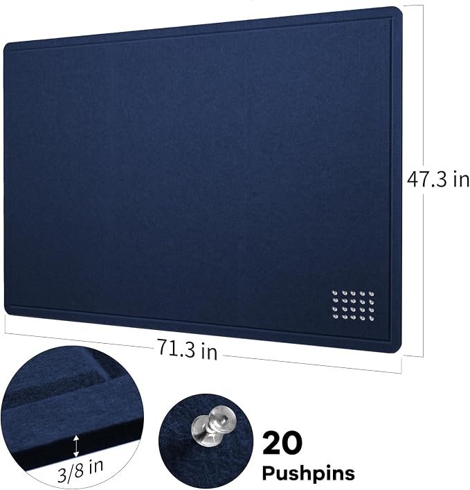 Felt Bulletin Board 72x48 inches, Decorative Pin Board for Home & Office | Cork Board Alternative for Wall with Push Pins, Display Mood Board for Photos, Notes & Reminders