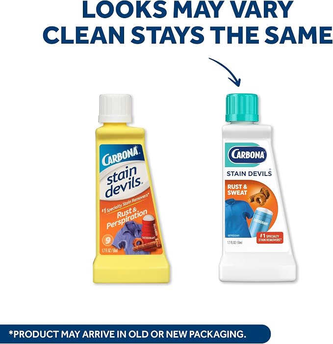Carbona Stain Devils® #9 | Rust & Perspiration | Professional Strength Laundry Stain Remover | Multi-Fabric Cleaner | Safe On Skin & Washable Fabrics | 1.7 Fl Oz, 3 Pack