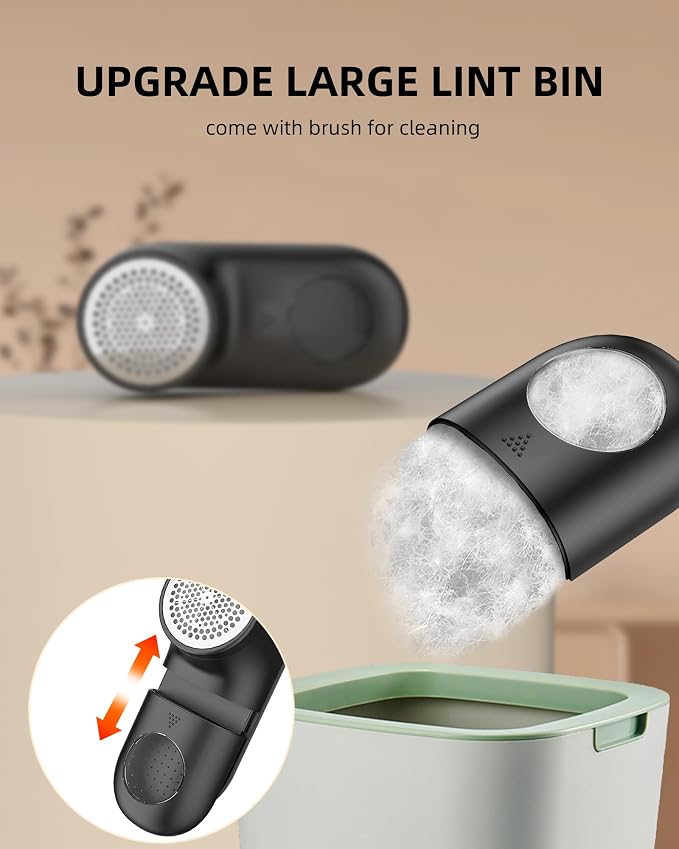 Fabric Shaver Lint Remover for Clothes, Portable Sweater Defuzzer | Rechargeable with LED Display, 3 Speeds, 2 Extra 6-Blade Heads, Removes Lint, Fuzz Fabric Pills from Clothing and Fabrics