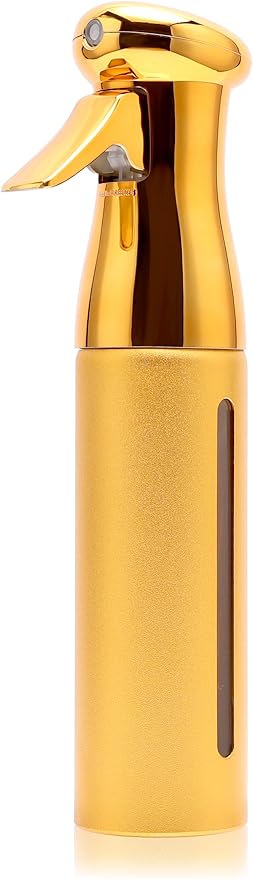 Salon Style Hair Spray Misting Bottle, Fine Mist Continuous Spray Bottle，10 Oz Shiny Aerosol Free Water Mister for hairstyling,Cleaning Solutions Dispensing (Gold)