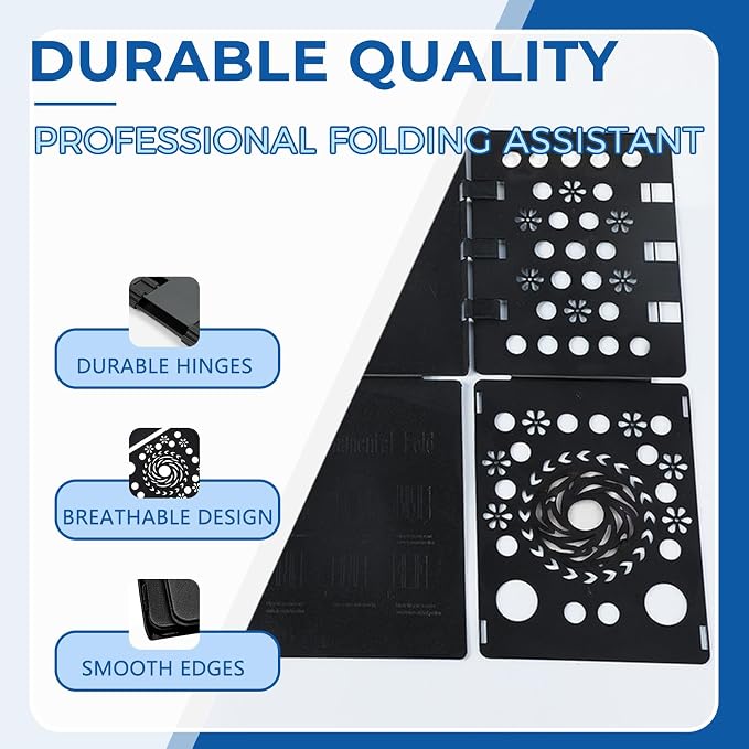 3 Pack Shirt Folding Board Laundry Organizer, Clothes Folding Board, Laundry Folding Table, Plastic Durable Fast Easy Magic Flip T Shirts Dress Pants Towels Adult (Black)