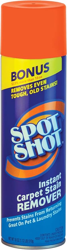 Spot Shot Professional Instant Carpet Stain Remover No-Scrub Aerosol, 18 OZ [12-Pack]