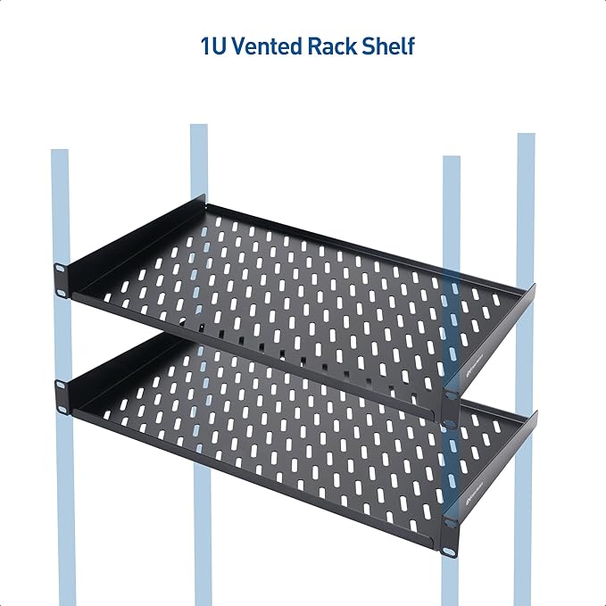 Cable Matters 1U Server Rack Shelf, 10-Inch Depth, 55lbs, Black | For 19-Inch Frame and Cabinet, Rack Mount Shelf