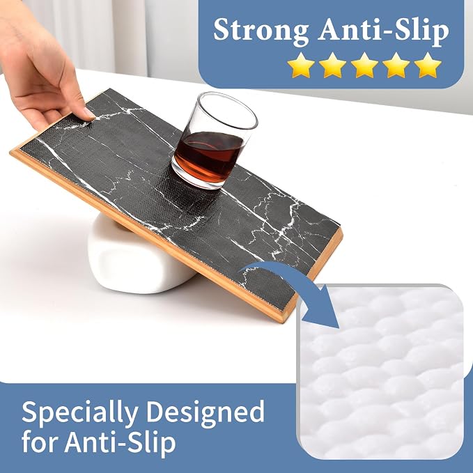 Drawer and Shelf Liner for Kitchen Cabinet: 12 in X 20 Ft Non Slip | Waterproof Shelf Paper Non Adhesive Refrigerator Liners Black Marble Easy Liners for Bathroom with Knife Tape Measure