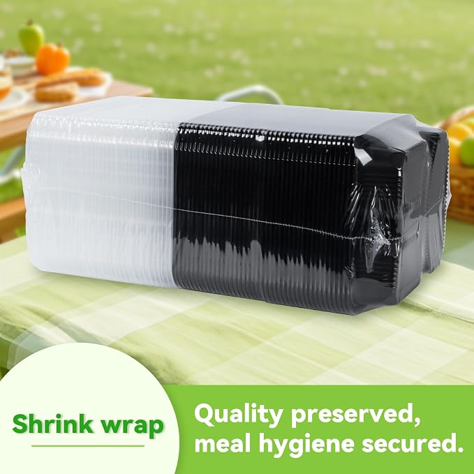 40 Pack 38oz Meal Prep Containers - Shrink Wrap Ready To Use | Reusable Leakproof 3 Compartment To Go Boxes | BPA-Free, Microwave & Freezer Safe | Portion Control Takeout Food Storage