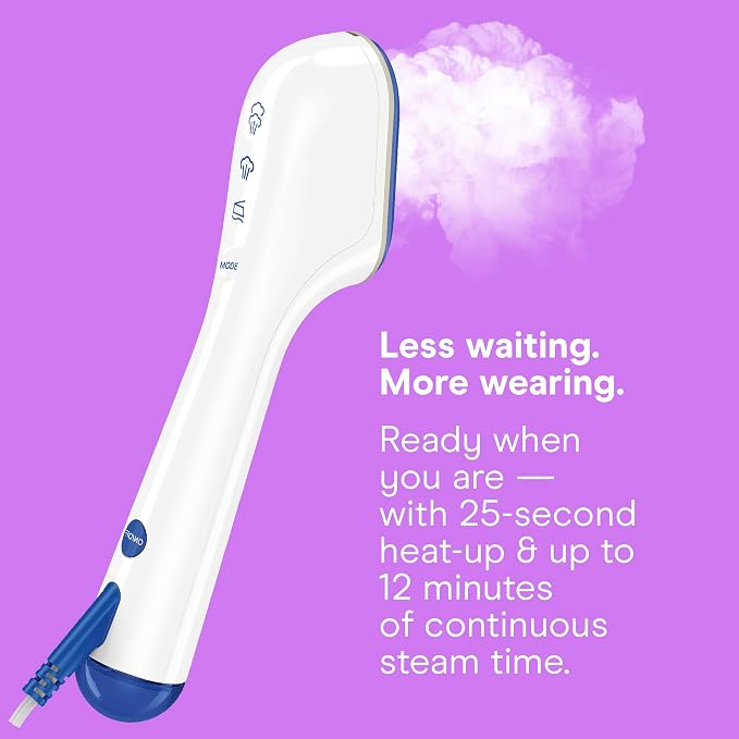 Conair Clothes Steamer, 2-in-1 Travel Steamer & Iron, Anti-Drip, White/Blue | Portable handheld garment steamer for clothes w/ iron, quickly removes wrinkles, dual voltage 120-240V & heats in 75 seconds