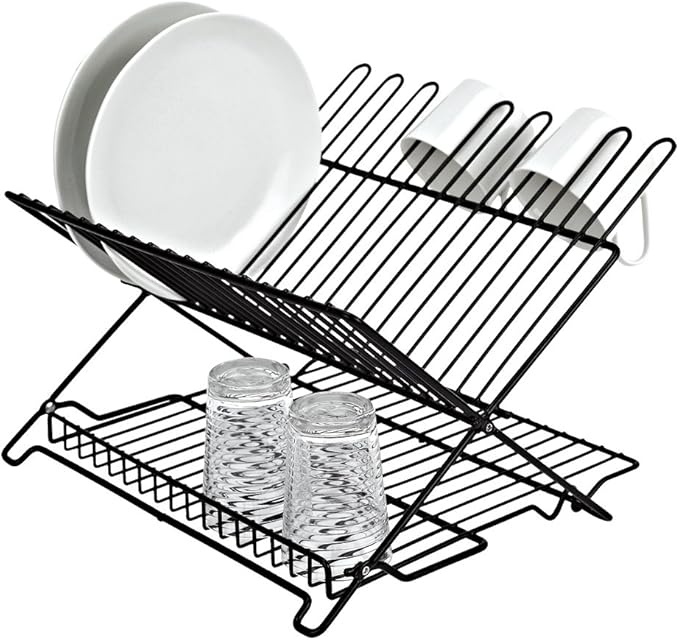 Better Houseware 1483 Junior Folding Dish Rack, Black
