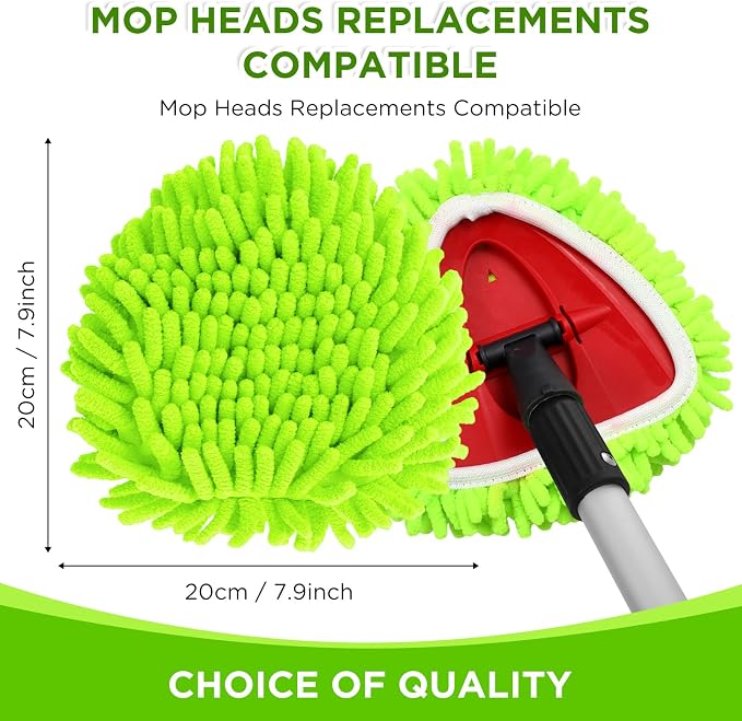 3 Pack Mop Heads Replacements Compatible with 1 Tank System Duster Replacement Heads Spin Mop Refill Pads Reusable Dust Refills for Floor Cleaning (Green)