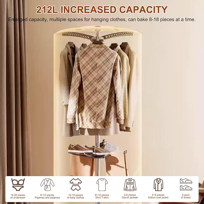 Portable Clothes Dryer, 900W Fast Drying & Large Load Capacity for Laundry and Shoes - Compact Mini Dryer Machine for Travel, Apartments, RV, Dorm Beige