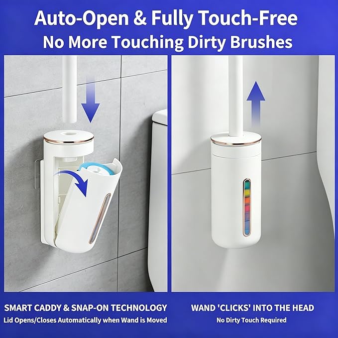 Disposable Toilet Brush Refills, 32 Refills, 2.5 inches | Upgraded 3-Layer Structure, Replacement Toilet Cleaning Brush Heads,Toliet Wand Refills, Apartment, RV Bathroom Cleaning