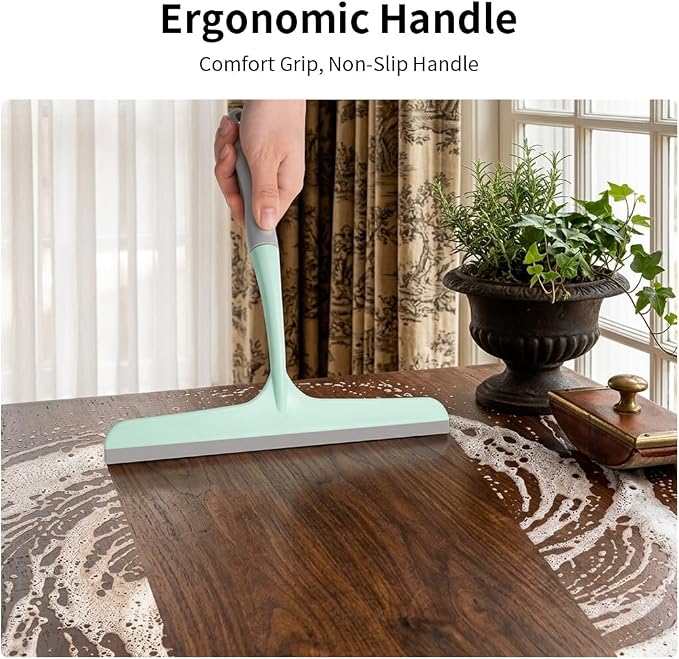 Silicone Squeegee for Shower,Window,and Mirror-Flexible Household Cleaning Tool for Glass,Tiles,and Countertops (Green)