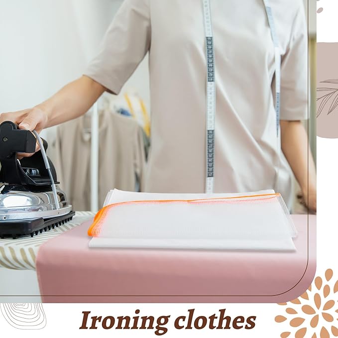 HunnmingRe 2 Types Pressing Cloth for Ironing, Cotton Fabric and Nylon Mesh Ironing Cloth, 2 Types of Different Fabric Pressing Cloths for Clothes Protect