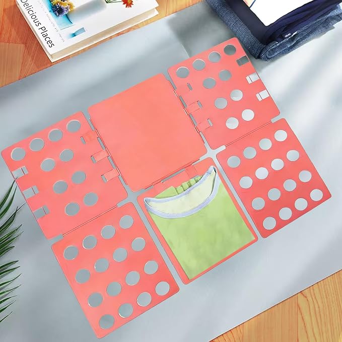 Folding Board for Clothes, Adjustable Shirt Folder Organizer, Gray, Adjustable T-Shirt Folding Board | Blue Plastic Clothing Organizer with Fold Guides | Laundry & Closet Storage Solution (RED)