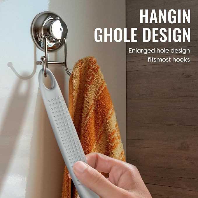 Silicone Back Scrubber for Shower, 17in Lengthen Long Handle Body Brush, Double Sided Shower Brush for Shower Exfoliating and Massage Can Produce Rich Foam, Long Handle Back Scrubber for Men