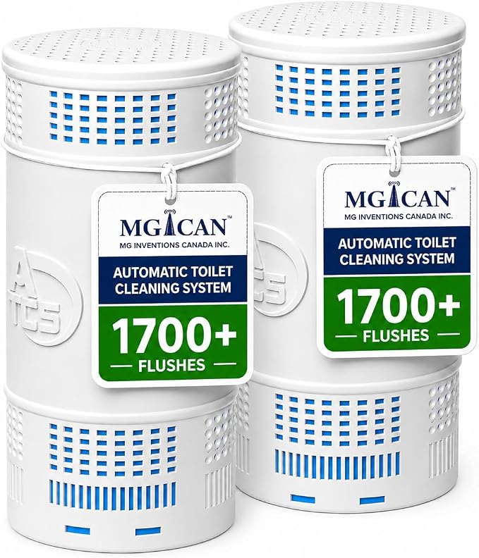 MGICAN Patented Automatic Toilet Bowl Cleaner System (ATCS) 1700+ Flushes - Non Toxic Toilet Bowl Cleaners for Hard Water Stains - UL-Certified Toilet Cleaner 1 Year Supply (2 Pack)