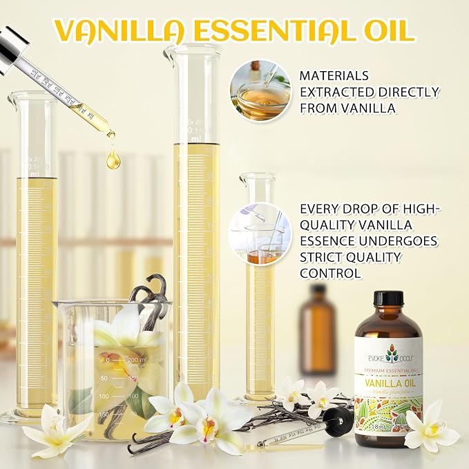 EVOKE OCCU Vanilla Essential Oil for Diffuser, Skin, Aromatherapy | Fragrance for Candle Soap Making Scent, Suitable for Laundry, Home, Room, Office - 4 fl oz / 118 mL