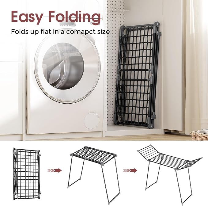 APEXCHASER Clothes Drying Rack, Large Capacity Drying Rack, 69" L, Black | No Assembly, 69" X 22.4" X 40", 37lbs Hold, Foldable Drying Rack Clothing, Sturdy Metal Frame, Laundry, Indoor & Outdoor Use