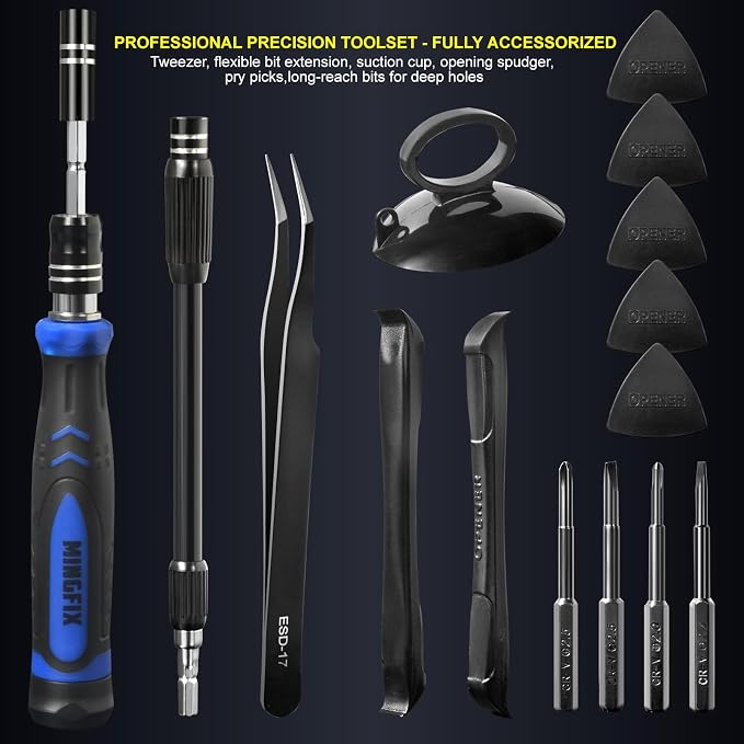Precision Screwdriver Set with 103 Multi Bits, MINGFIX 115 in 1 Small Magnetic Repair Tool Kit for MacBook,Laptop,PC,Computers, iPhone, Electronics,PS5,PS4,Nintendo Switch, Xbox,Watches & Eye Glasses
