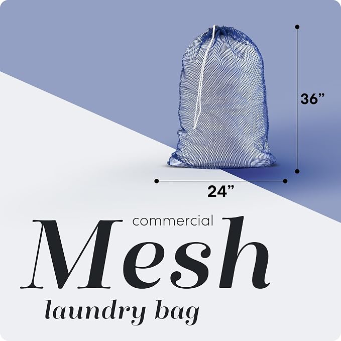 Handy Laundry Mesh XL Laundry Bag - Durable, Machine Washable with Secure Drawstring Closure - Perfect for College Dorms, Laundromats, Apartments (Blue, Large 24" x 36") | XL 24x36 Mesh Laundry Bag, Secure Drawstring, Heavy Duty, Machine Washable, for ...