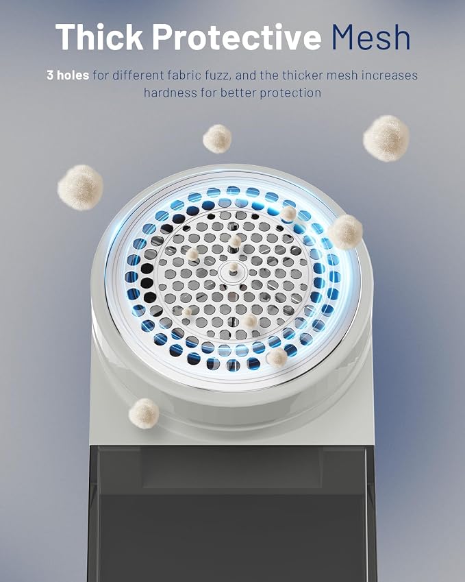 BEAUTURAL Fabric Shaver, Rechargeable Lint Remover with Digital LED Display | Electric Portable Sweater Defuzzer with 3 Speeds , 6 Leaf Blades, Remove Pilling for Clothes, Furniture, Couch, Blanket