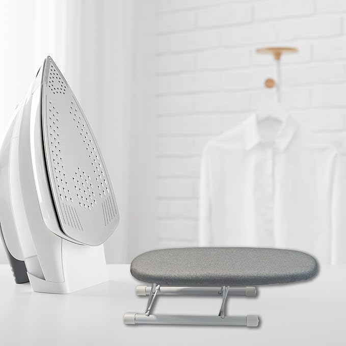 Mini Ironing Board Tabletop - Portable Folding Small Ironing Board with Black Velvet Drawstring Storage Bag, Compact Travel Iron Board for Sleeves, Collars and Small Areas
