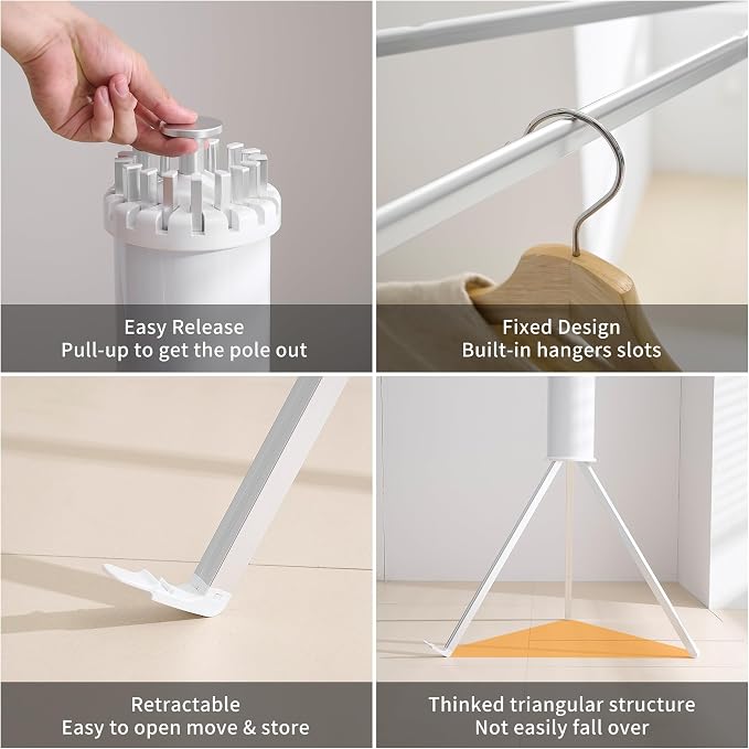 RFOUO Foldable Clothes Drying Rack Tripod with Aluminum-16rods | Portable，Space-Saving Freestanding Drying Rack for Indoor Outdoor, Apartment, Bedroom, Laundry Room