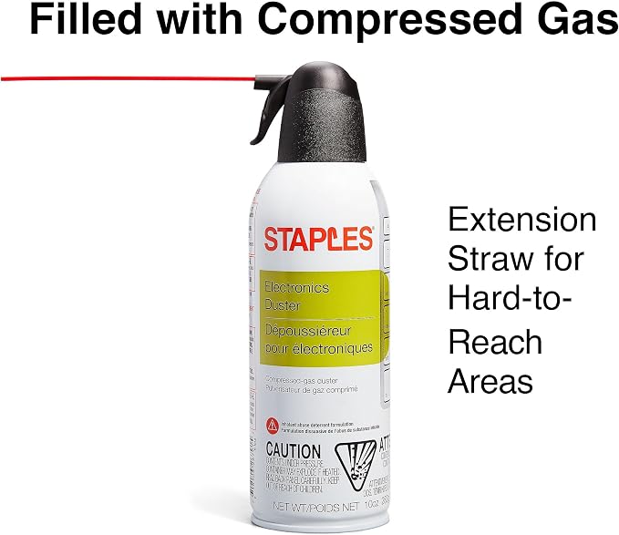 Staples Compressed Air Duster, 10 Oz Cans, 2-Pack | For cleaning electronics, keyboards, and office devices of dust and debris.