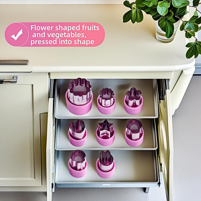 12-Piece Cookie Cutters Set-Stainless Steel&BPA-Free Shapes for Baking (Bear,Rabbit,Star,Flower) DIY Cookies,Mini Pies,Fondant,Veggies|Dishwasher Safe,Gift for & teenager Parents (12, Purple)