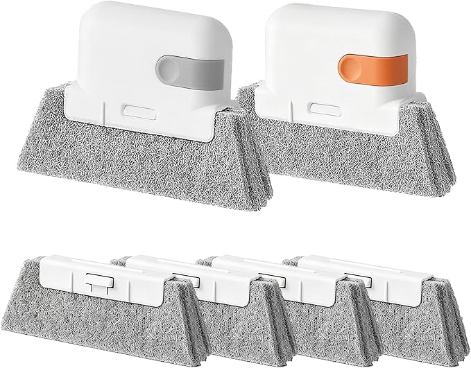 2pcs Window Cleaning Brush,Multifucation Groove Cleaning Brush for Household Use, 3-in-1 Window Sliding Door Track Cleaner, Sill, Tile Lines, Shutter, Car Vents, Keyboard, Small Spaces Clean Kit