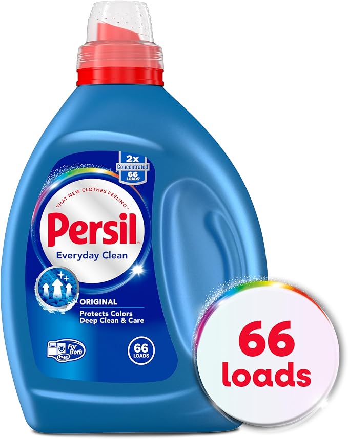 Persil Original Everyday Clean Liquid Laundry Detergent, 50 Fl Oz, 66 Loads, Ultra Concentrated, Deep Clean & Care for Colors & Whites, Laundry Soap for All Water Temperatures, HE Safe (Pack of 2)