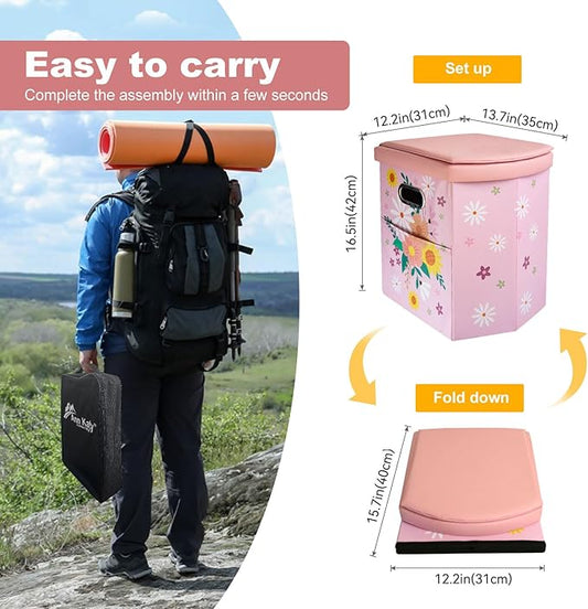 Ann Katy Upgrade XL Portable Toilet for Adults, Extra Large Portable Travel Floding Toilet, Camping Tall Toilets with Lid for Adults and Kids Compact Potty for Car,Hiking,Beach and Camping