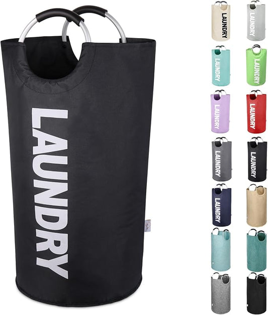 Large Laundry Basket, Laundry Hamper Bag with Handles, 95L, Black | Freestanding Tall Dirty Clothes Hamper, Collapsible and Portable Laundry Bin for Dorms and Bedrooms, Thick, Sturdy Fabric