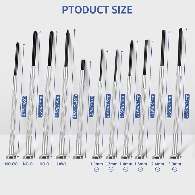 11PCS Mini Screwdriver Set,Small Screwdriver Set with 11 Different Size Flathead and Phillips Screwdrivers Repair for Watches,Computers,Toys and Jewelr