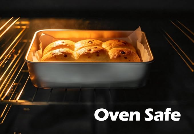 Leonyo Stainless Steel 9x9 Baking Pan, 4 Pack Metal 9IN x 9IN Square Cake Pan, Commercial Brownie Pans Baking Dish for Cornbread, Banana Bread, Lemon Bars, Dishwasher Safe