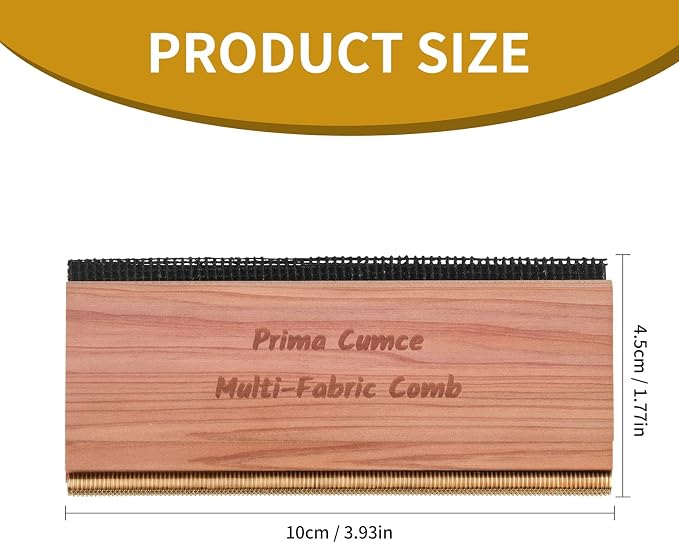 Cashmere Comb – 100 x 44 x 10mm Multi-Fabric Shaver for Clothing – Durable Cedar Wood Comb with Metal Pick – Easy to Use and Portable Fiber Cloth Pilling Remover Ideal for Sweaters, Fuzz
