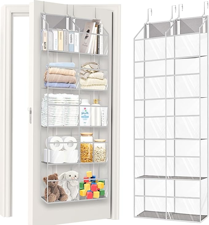Ofiray-home Over the Door Organizer 5 Tiers,Extra Large Behind Door Storage of 10 Compartments,50 lbs Weight Capacity Over the Door Storage, Clear Door Hanging Organizer for Closet, Diaper Organizer