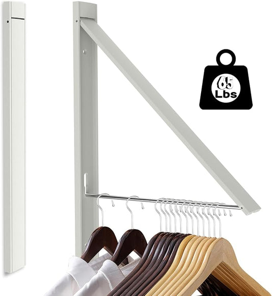 Clothes Drying Rack Folding Indoor,Laundry Room Organization,Wall Mounted Drying Racks for Laundry,Laundry Drying Rack Collapsible,Laundry Drying Rack,Retractable Clothesline (White)