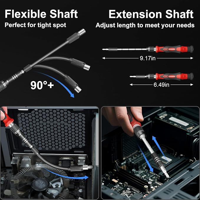 STREBITO 144-Piece Upgraded Electric Screwdriver | Max 0.7 N.m, 120 Magnetic Bits, 5-gear Torque Adjustment, Precision Screwdriver Set, Repair Tool Kit for Electronics and PC