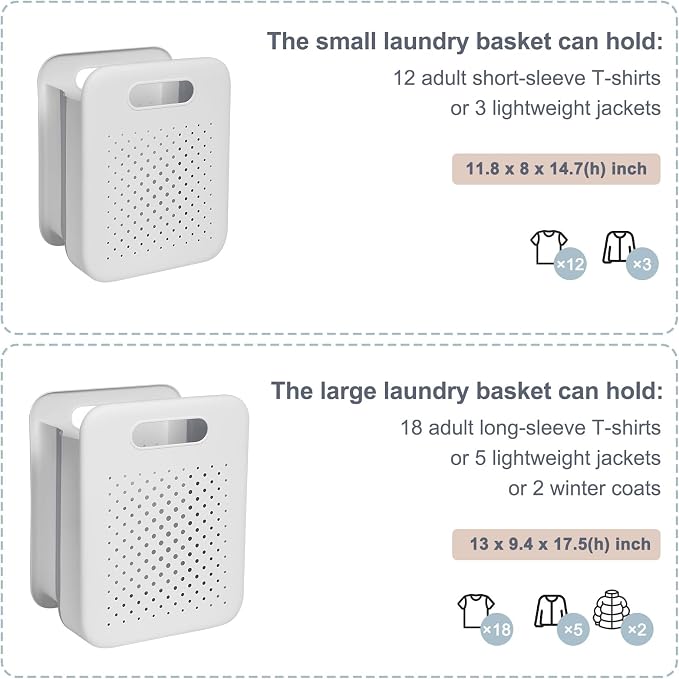Goderewild Large Collapsible Laundry Basket, Space-Saving Wall-Mounted Hamper Organizer for Home, Dorms, RVs, Measures 13" x 9.5" x 17.5" In