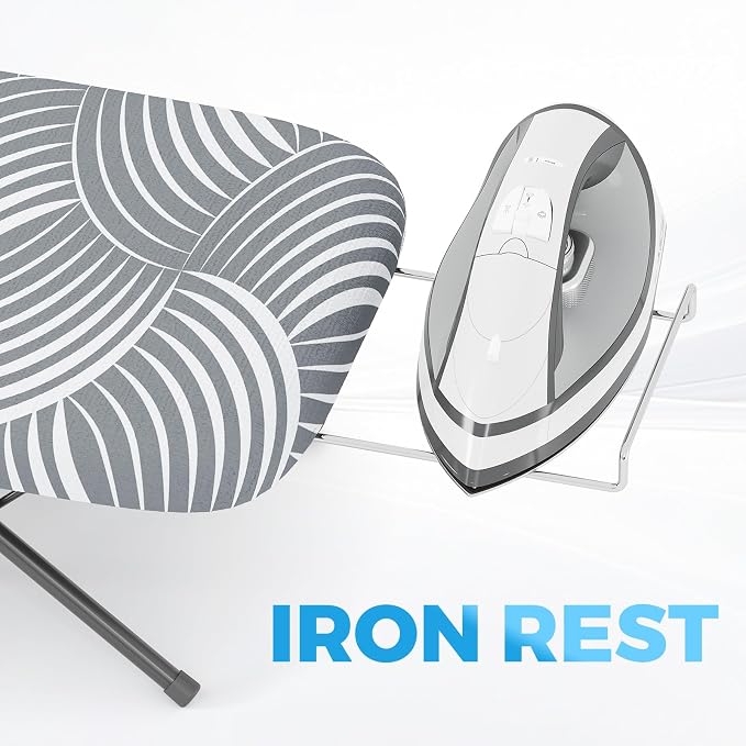 KINGBOARD Small Ironing Board with Iron Rest, Extra Thick Cover 30x12 Grey | Tabletop Ironing Board with Non-Slip Feet, Portable Folding Iron Board with Heat Resistant Cover for Travel Small Space
