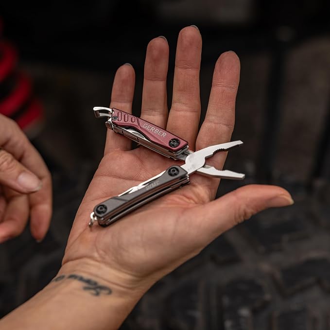 Gerber Dime 12-in-1 Mini Multitool Pliers, Pocket Knife, Bottle Opener, Red