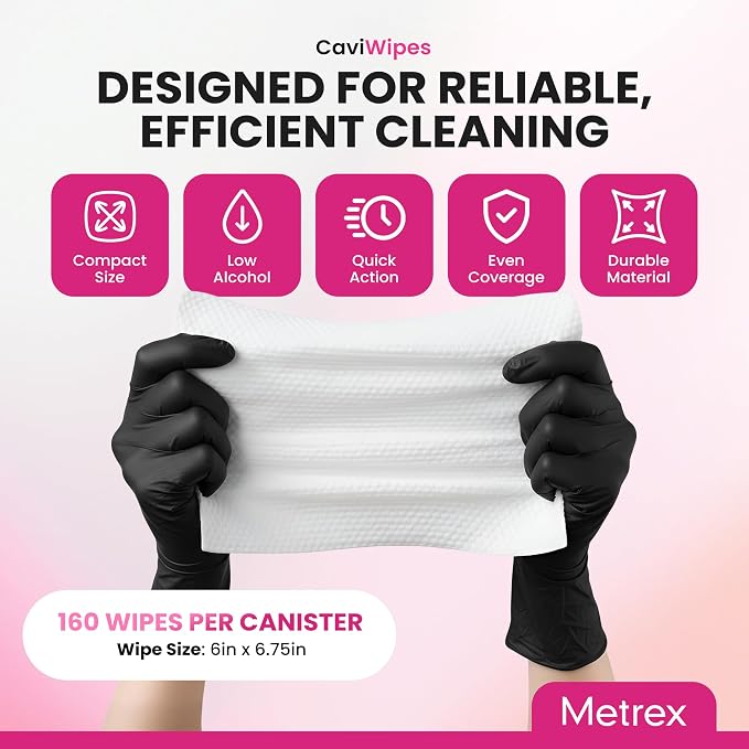 Metrex CaviWipes Germicidal Antibacterial Disinfecting Wipes – EPA-Registered, with CaviCide – Kills Bacteria, Viruses & Fungi – Hospital-Grade Medical & Dental – 160 Count, 12- Pack (Case)