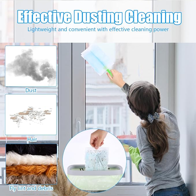 30PCS Disposable Dusters Refills Compatible with Swiffer,180 Degree Electrostatic Disposable Replacement Head for Home,Office,Ceiling Fans,Blinds and Furniture Dusting (Pack of 2)