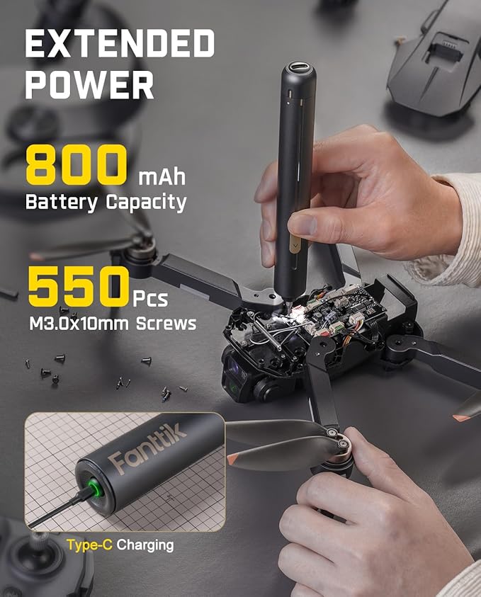 Fanttik E2 Ultra Electric Screwdriver, Precision Screwdriver Set (Grey) | 50 Magnetic Bits, 5/32''Hex Shank, 0.6N.m, RevoStor Magnetic Storage, Repair Kit for PC, Phone, 3D Printer, RC Cars, Drone
