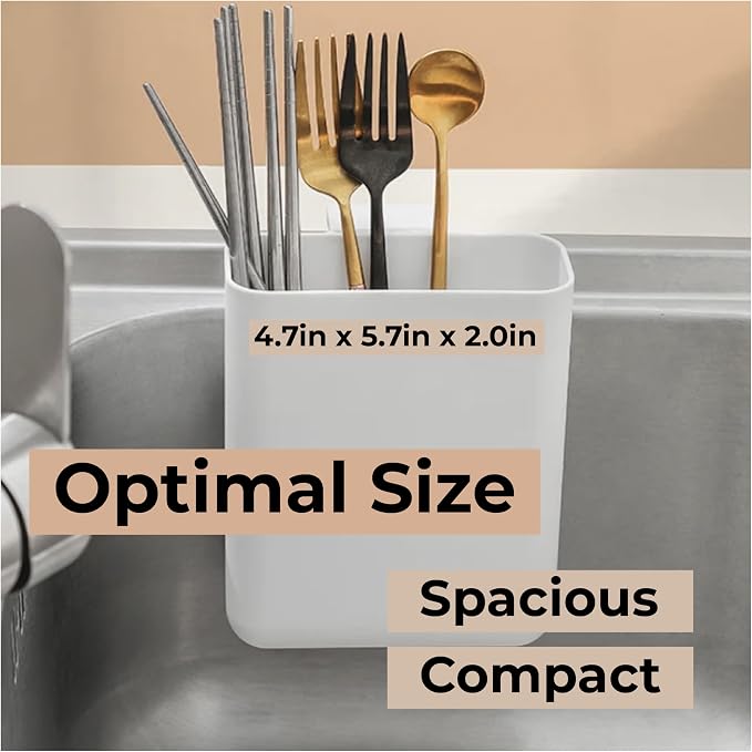 Multifunctional Compact Kitchen Drainer Drain Basket Utensil and Cutlery Drying Rack Holder and Hangable Sink Shelf Home Fruit Basket Plastic Storage Container (Deep) (White)