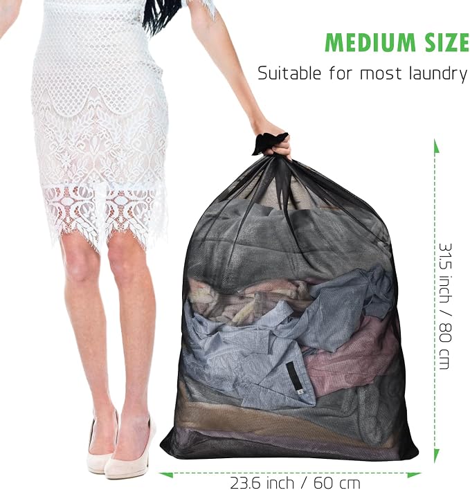 2 Pack Mesh Laundry Bags 24 x 32 inch Laundry Garment Bag Mesh Large Lingerie Wash Bags Zippered Garment Washing Net for Underwear Hosiery Blouse Sweater Dress Don't Drying, Melting 140-176℉ | Reusable Laundry Bag Mesh Lingerie Wash Bags Zippered for U...